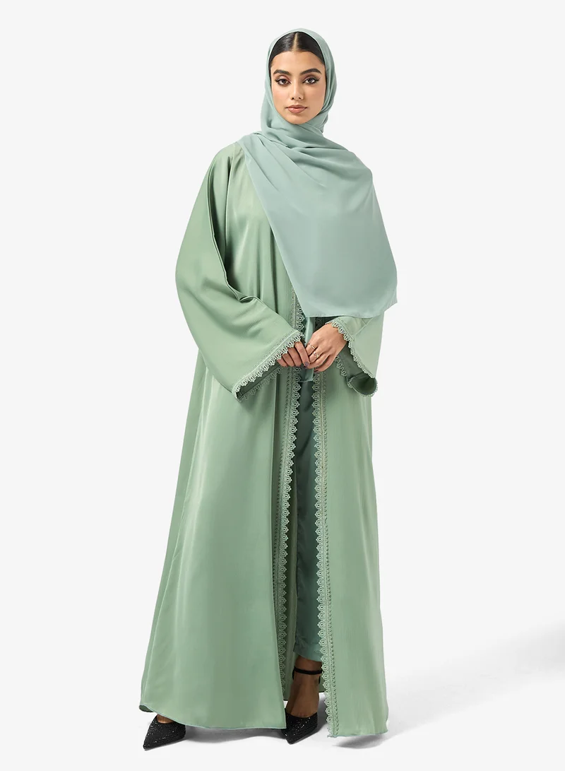 hayas closet  Lace detail Abaya With Sheila for Women | Best Price UAE